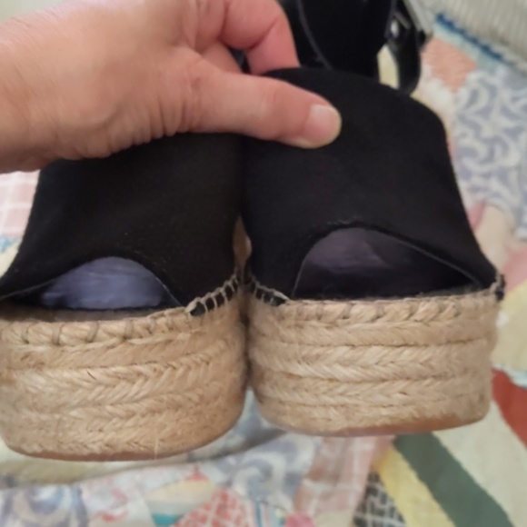 Marc Fisher Adalyn Espadrille Wedge Sandal in Black Suede and Leather - Picture 12 of 13